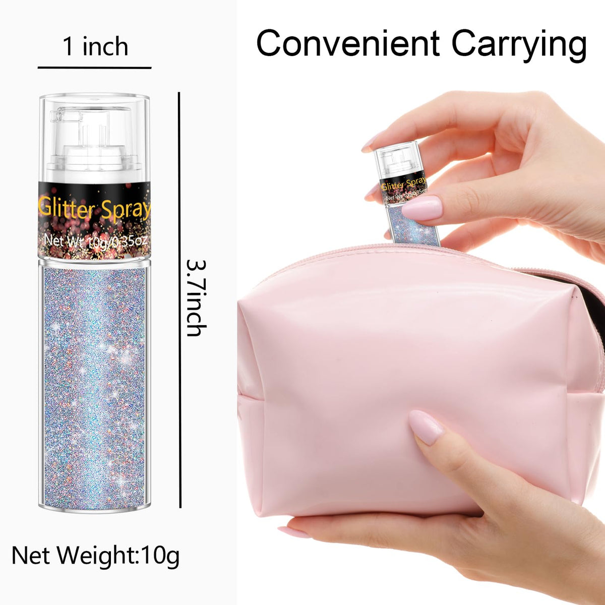 Scarman Hair and Body Glitter Spray, 1PC Glint-Rainbow Hairspray Powder Scarman