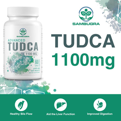 Sambugra TUDCA Liver Supplements 1100mg, 3rd Party Tested Ultra Strength Bile Salt TUDCA Supplement, Liver Support for Detox Sambugra