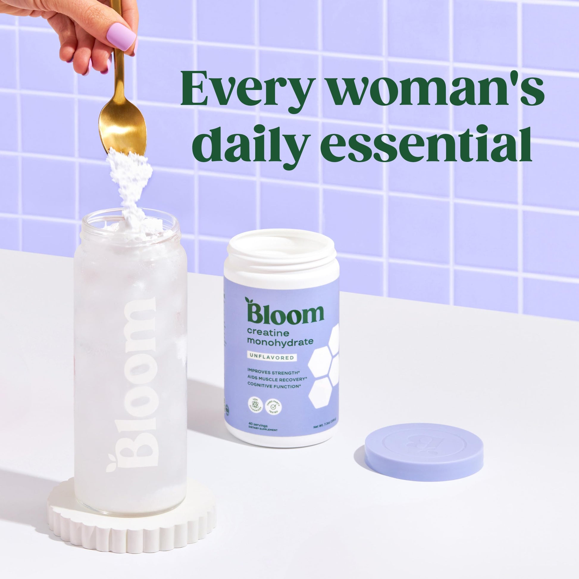 Bloom Nutrition Creatine Monohydrate Powder, 5g Micronized Creatine per Serving, Supports Muscle Recovery, Strength, Endurance, Pre or Post Workout, Gluten Free Bloom Nutrition