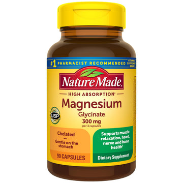 Nature Made High Absorption Magnesium Glycinate 300mg per 3 Capsules, Magnesium Supplement for Muscle, Heart, Nerve and Bone Support, 90 Magnesium Bisglycinate Capsules, 30 Day Supply Nature Made buy australia supplements