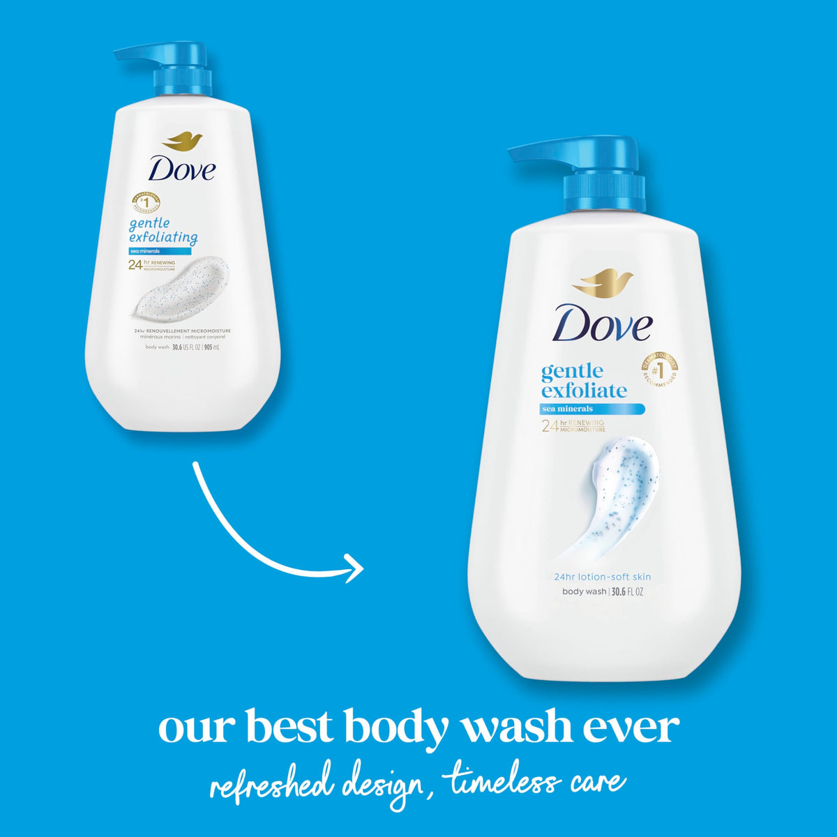 Dove Body Wash Body Wash Gentle Exfoliate Sea Minerals 30.6 oz Sulfate Free Dove
