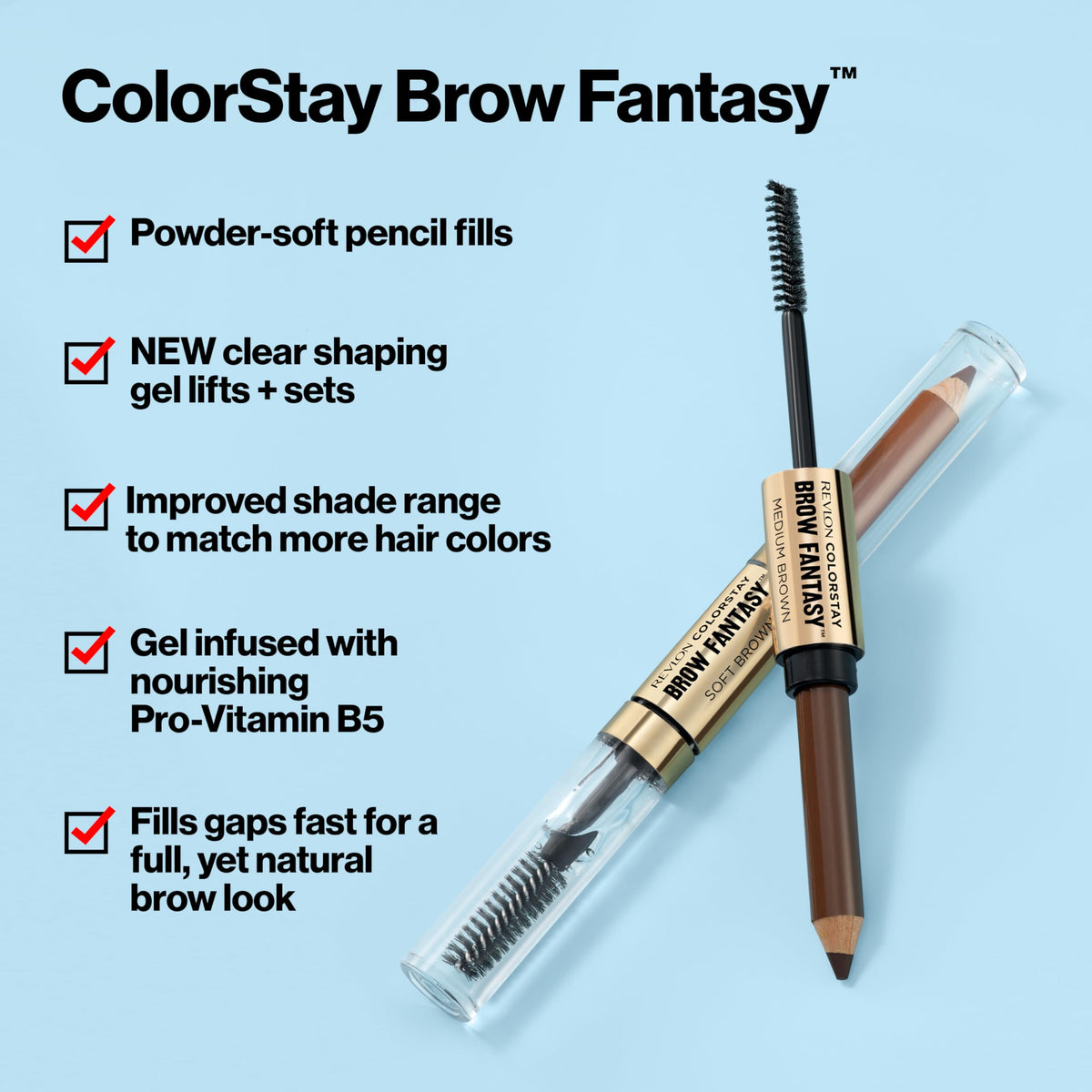 Revlon ColorStay Brow Fantasy Pencil & Gel, 004 Dark Brown REVLON