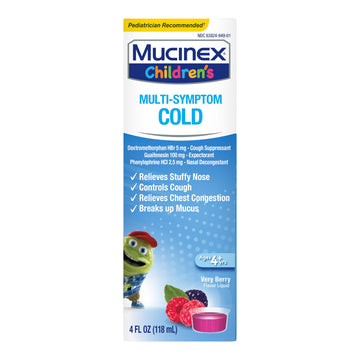 Mucinex Children's Multi-Symptom Cold Medicine, Kids Cough Medicine, Mucinex Kids Medicine/Decongestant with Dextromethorphan HBr, Guaifenesin, Phenylephrine HCl, Very Berry Flavor Liquid, 4 Fl Oz Mucinex buy australia supplements