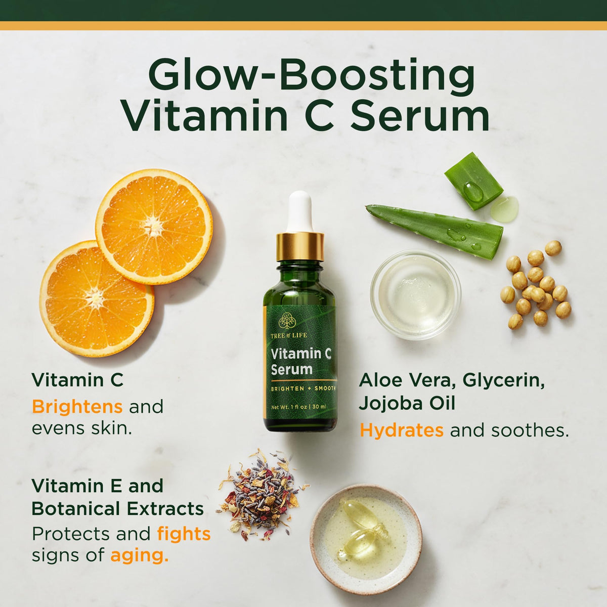 Tree of Life Vitamin C Serum for Face, Dark Spots Remover Face Oil, 1 Fl Oz Tree of Life