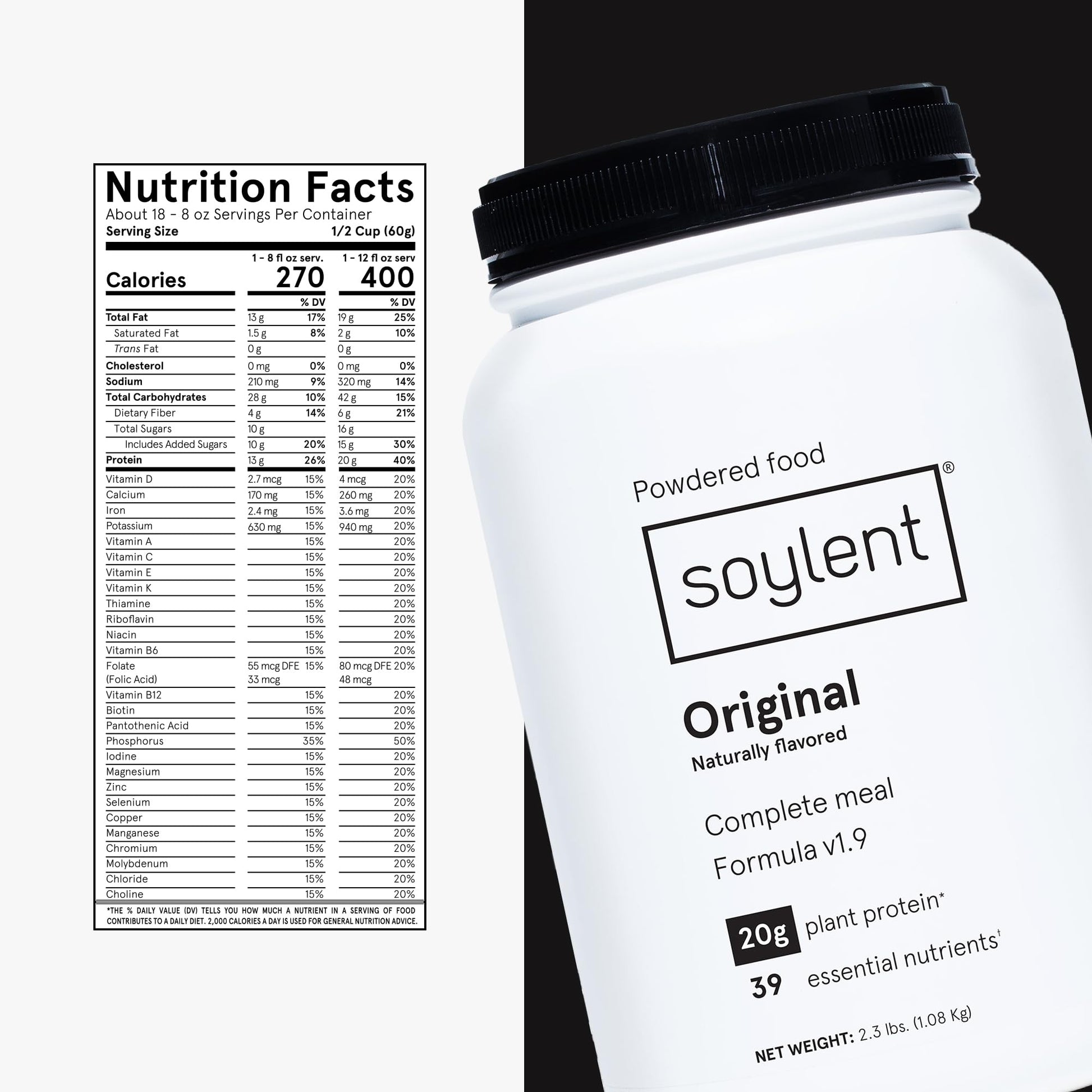 Soylent Complete Nutrition Gluten-Free Vegan Protein Meal Replacement Powder, Original, 36.8 Oz Soylent buy australia supplements
