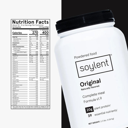Soylent Complete Nutrition Gluten-Free Vegan Protein Meal Replacement Powder, Original, 36.8 Oz Soylent