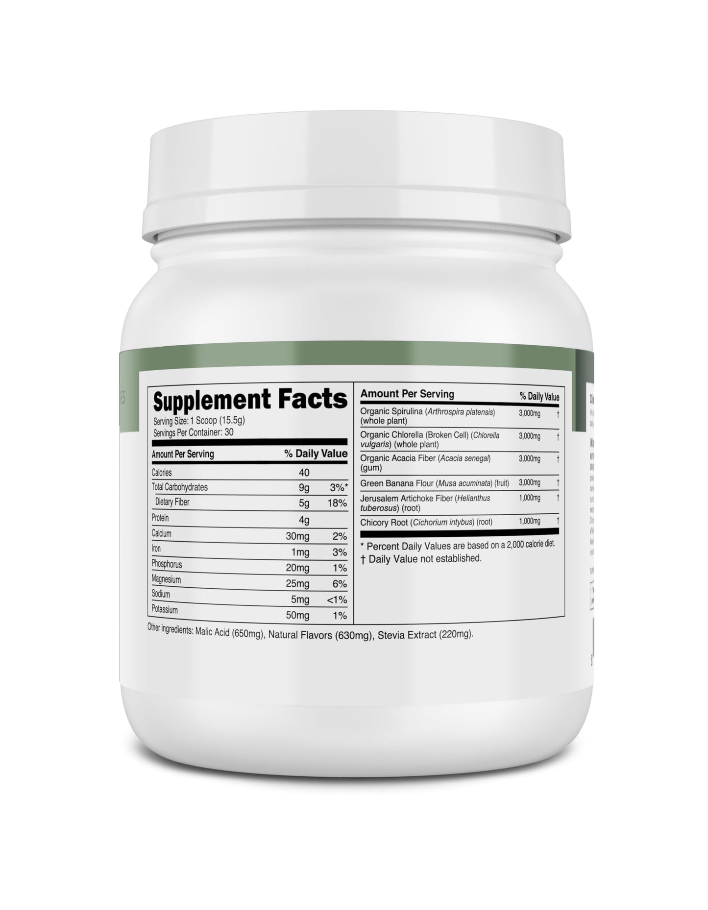 Transparent Labs Prebiotic Greens - Superfood Powder & Antioxidants Supplement with Organic Spirulina, Chloerra, Acacia, & Green Banana Powder - 30 Servings, Unflavored