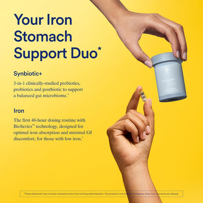 Ritual Iron Stomach Support Duo New 48-Hour Iron BioSeries™ and Synbiotic+ for Daily Gut Health Support, 30 Day Supply*