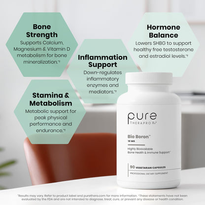Pure TheraPro Rx Bio Boron 10mg, 3 Months Supply - Bororganic Glycine Boron for Men & Women - Premium Formula for Bone Health, Joint Flexibility Pure Therapro Rx