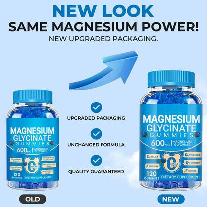 Magnesium Glycinate Gummies 600mg, Chewable Sugar Free Potassium Magnesium Gummies with Manganese Glycinate, Vitamin D, B6, and CoQ10 for Calm Suppor Cytona