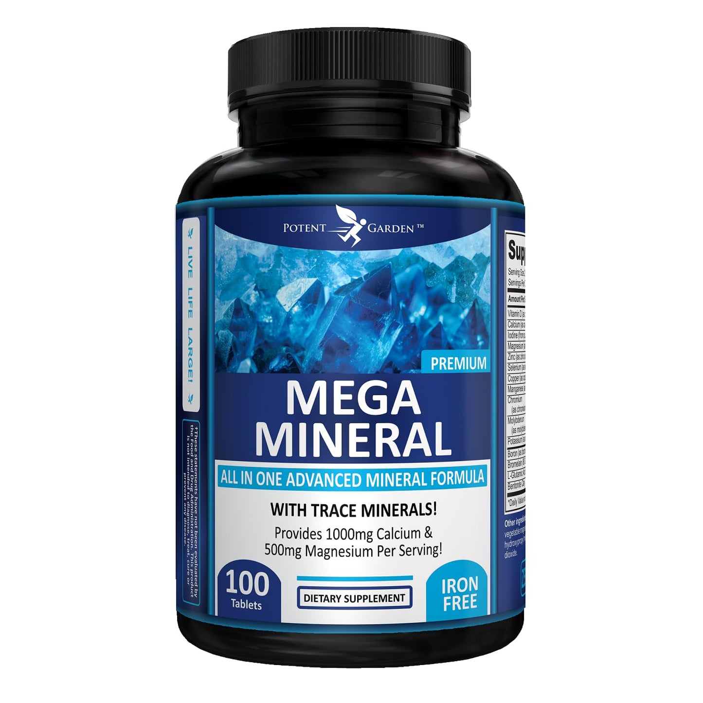 Potent Garden Mega Mineral Supplement Complete Mineral Complex with Calcium Magnesium Zinc Potassium Boron Selenium Chromium & 72 Trace Potent Garden