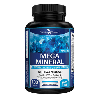 Potent Garden Mega Mineral Supplement Complete Mineral Complex with Calcium Magnesium Zinc Potassium Boron Selenium Chromium & 72 Trace Potent Garden