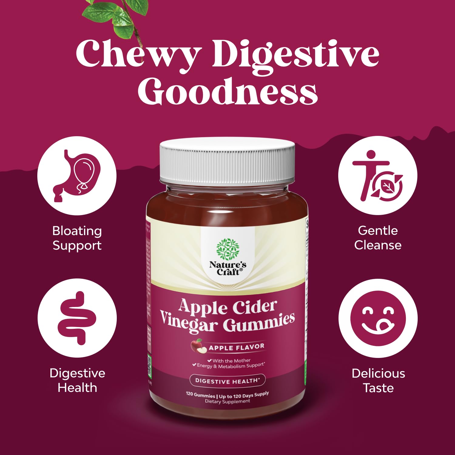 Apple Cider Vinegar Gummies with Mother - Cleanse & Detox ACV Gummies for Weight Loss, Gut Health, Bloating, Metabolism & Energy Support - ACV with Mother with B12 Vitamin, B6 & Pomegranate - 60 Ct Gsupps Australia