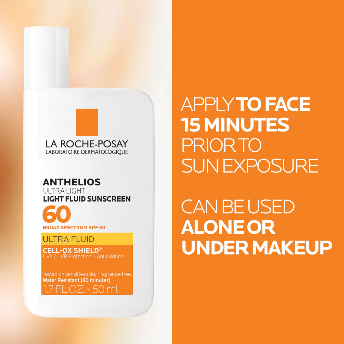 La Roche-Posay Anthelios Ultra Light Fluid Sunscreen for Face SPF 60, 1.7oz La Roche-Posay