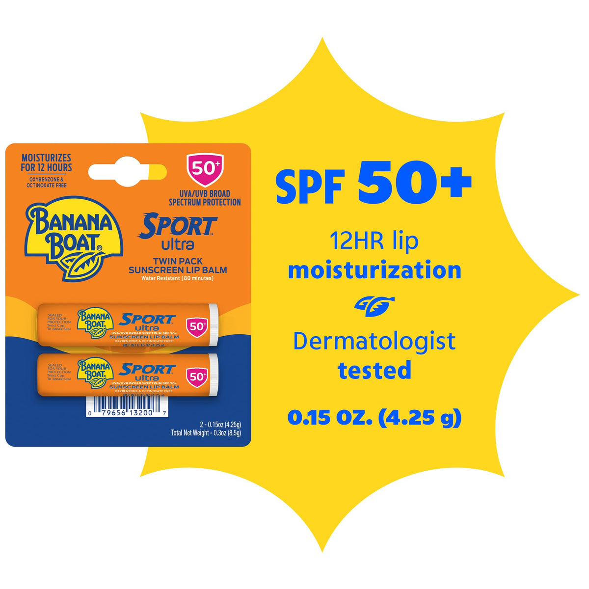 Sport Ultra Twin Pack SPF Lip Balm Pack, Banana Boat Lip Balm SPF 50, Oxybenzone Free Sunscreen, Lip Sunblock, Travel Size Sunscreen for Lips, 2 Pack Banana Boat