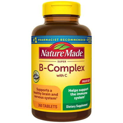 Nature Made Super B Complex with Vitamin C & Folic Acid, B Complex Vitamins for Women and Men, Dietary Supplement Nature Made