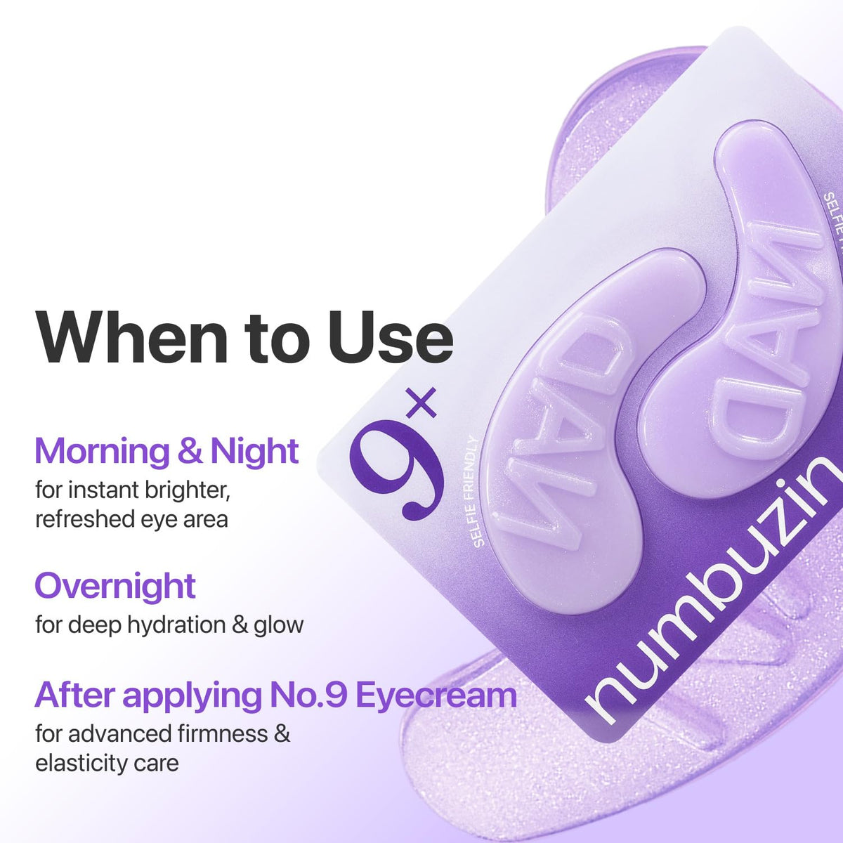 numbuzin No.9 Eye Patches, NAD+ Collagen Jelly Eye Masks with Peptides, Caffeine & Niacinamide, Cooling Under Eye Patches for Puffy Eyes & Eyebags, Skin Hydrated in Summer, 5 Pairs (10 Patches) numbuzin