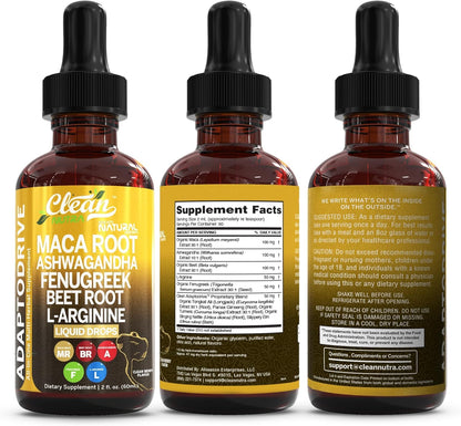 Clean Nutra Organic Maca Root Liquid Drops with Ashwagandha, Fenugreek, Beet Root and L-Arginine Liquid Multivitamin Clean Nutraceuticals