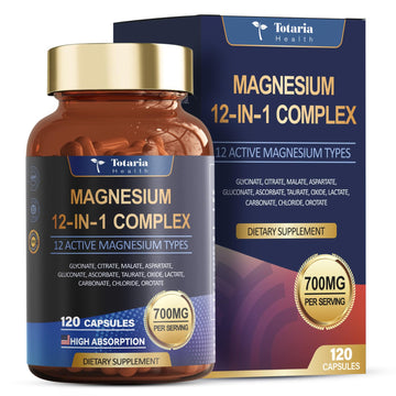 Totaria Magnesium Complex 700mg 12 in 1 Magnesium Supplement with Glycinate Citrate Malate Oxide Taurate Aspartate Orotate Magnesium Relaxation,Muscle,Heart Support, Vegan 120 Capsules Totaria buy australia supplements