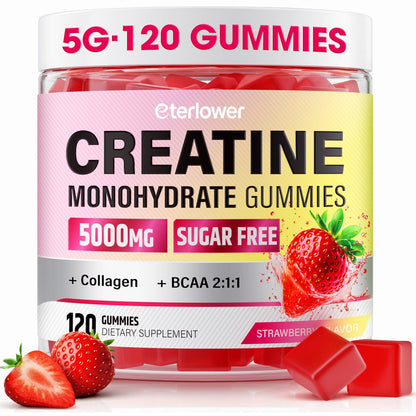 eterlower Creatine Monohydrate Gummies, 5g Creatine Gummies for Women & Men.Pre-Workout & Muscle Growth Support, eterlower