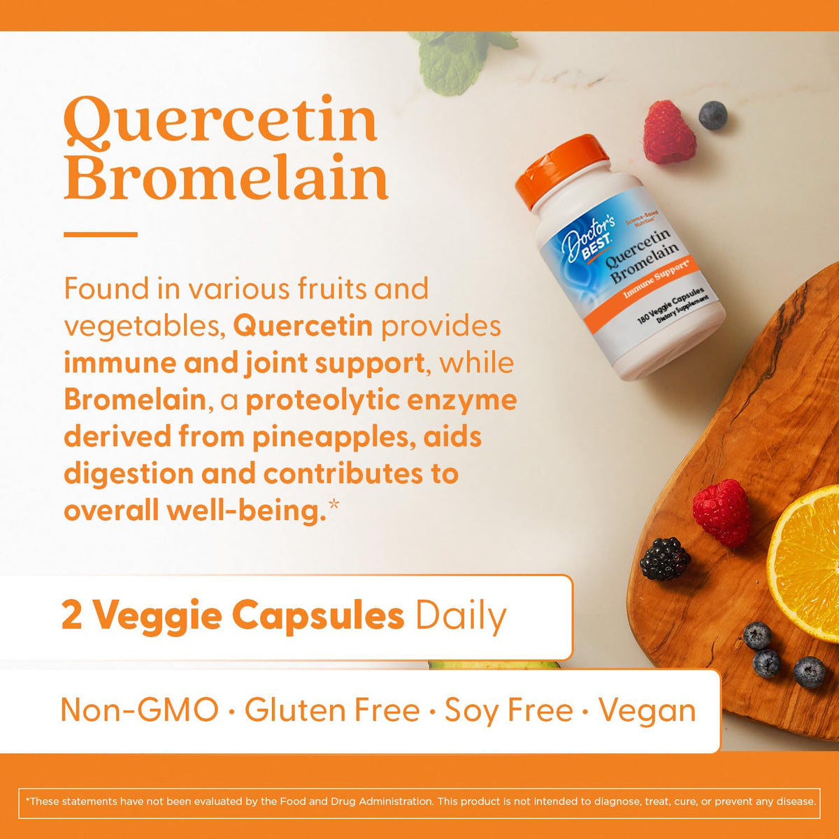 Doctor's Best Quercetin Bromelain, Immunity Support Capsule, Heart, Joint & Healthy Respiratory System, Non-GMO Doctor's BEST