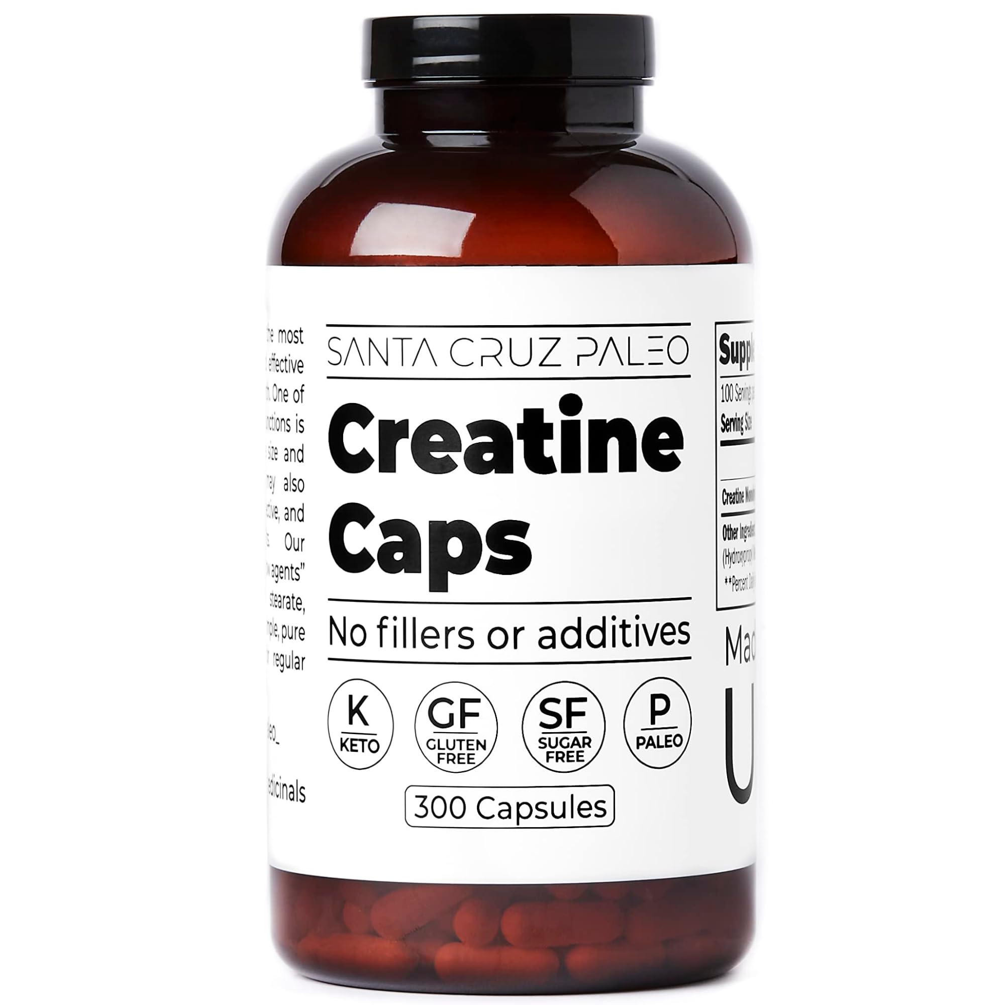 Santa Cruz Paleo Creatine Capsules, Supports Muscle Growth & Energy, Gluten Free, Keto, Sugar Free, Paleo, No Fillers or Additives, Creatine Monohydrate Pills, Santa Cruz Paleo buy australia supplements