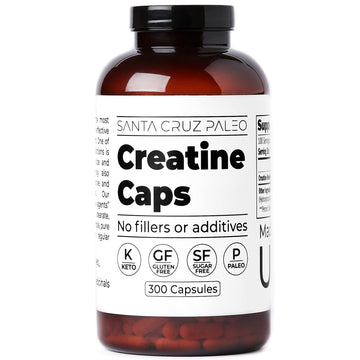 Santa Cruz Paleo Creatine Capsules, Supports Muscle Growth & Energy, Gluten Free, Keto, Sugar Free, Paleo, No Fillers or Additives, Creatine Monohydrate Pills, Santa Cruz Paleo buy australia supplements