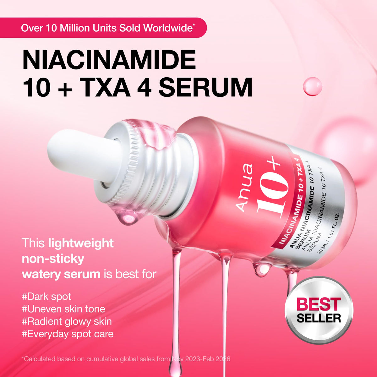 Anua Niacinamide 10 + TXA 4 Serum, Korean Skincare, 1.01 fl.oz ANUA
