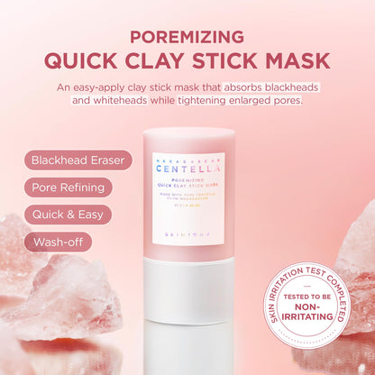 SKIN1004 Poremizing Quick Clay Stick Mask, Face Mask Skincare for Pore Minimizing, Facial Clay Mask with Centella, Pore Minimizer for Sebum Control SKIN1004