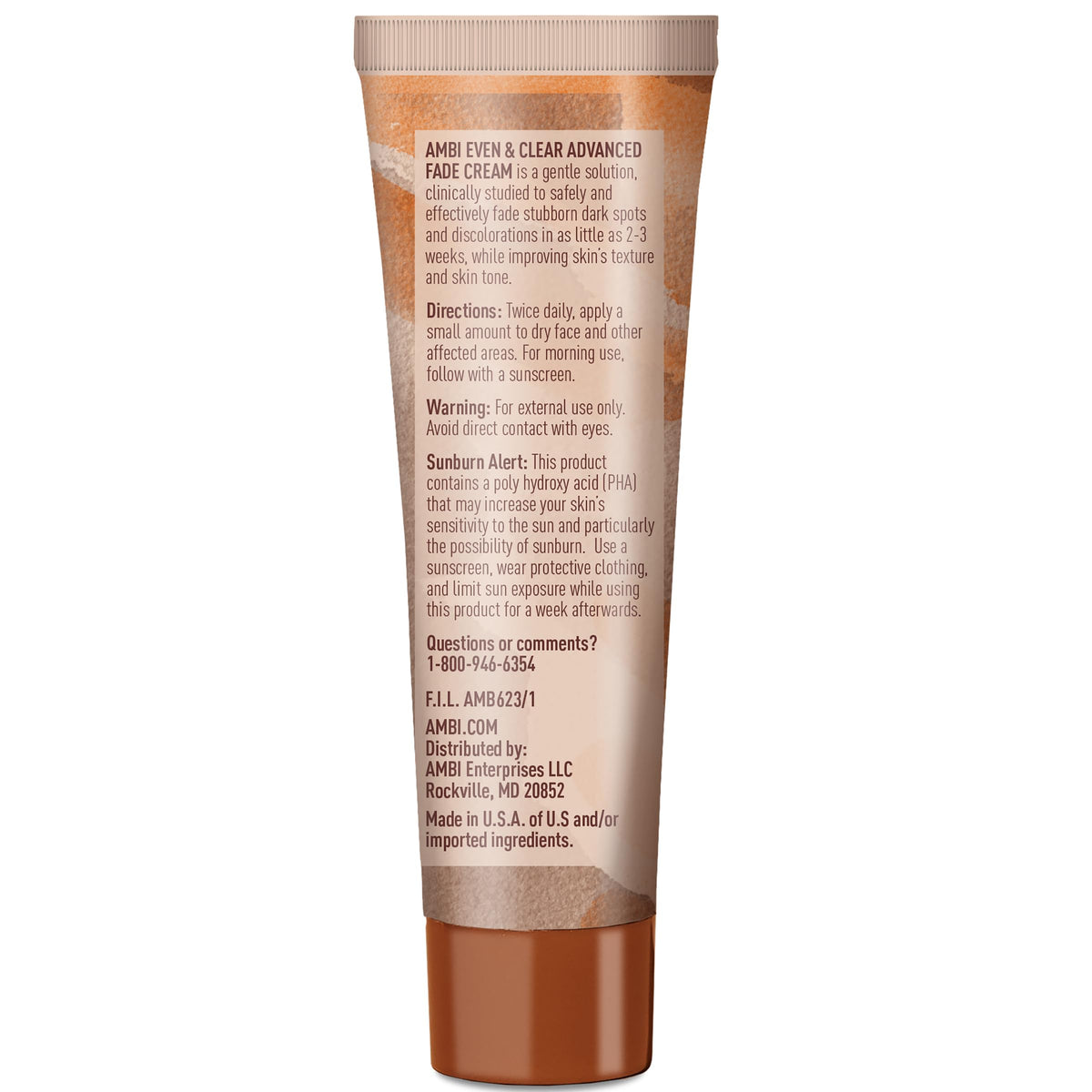 Ambi Even & Clear Advanced Fade Cream, Hydroquinone-free, Hyperpigmentation Treatment, Stubborn Dark Spot Corrector, Results In As Little As 2-3 Weeks, Niacinamide, Licorice Root Extract, PHA, 1 Fl Oz Ambi
