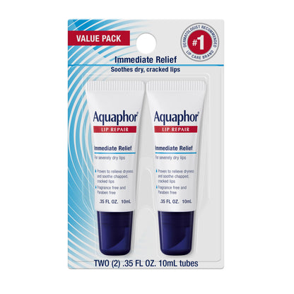 Aquaphor Lip Repair Ointment, Value Pack, 2 x 0.35 FL OZ Aquaphor