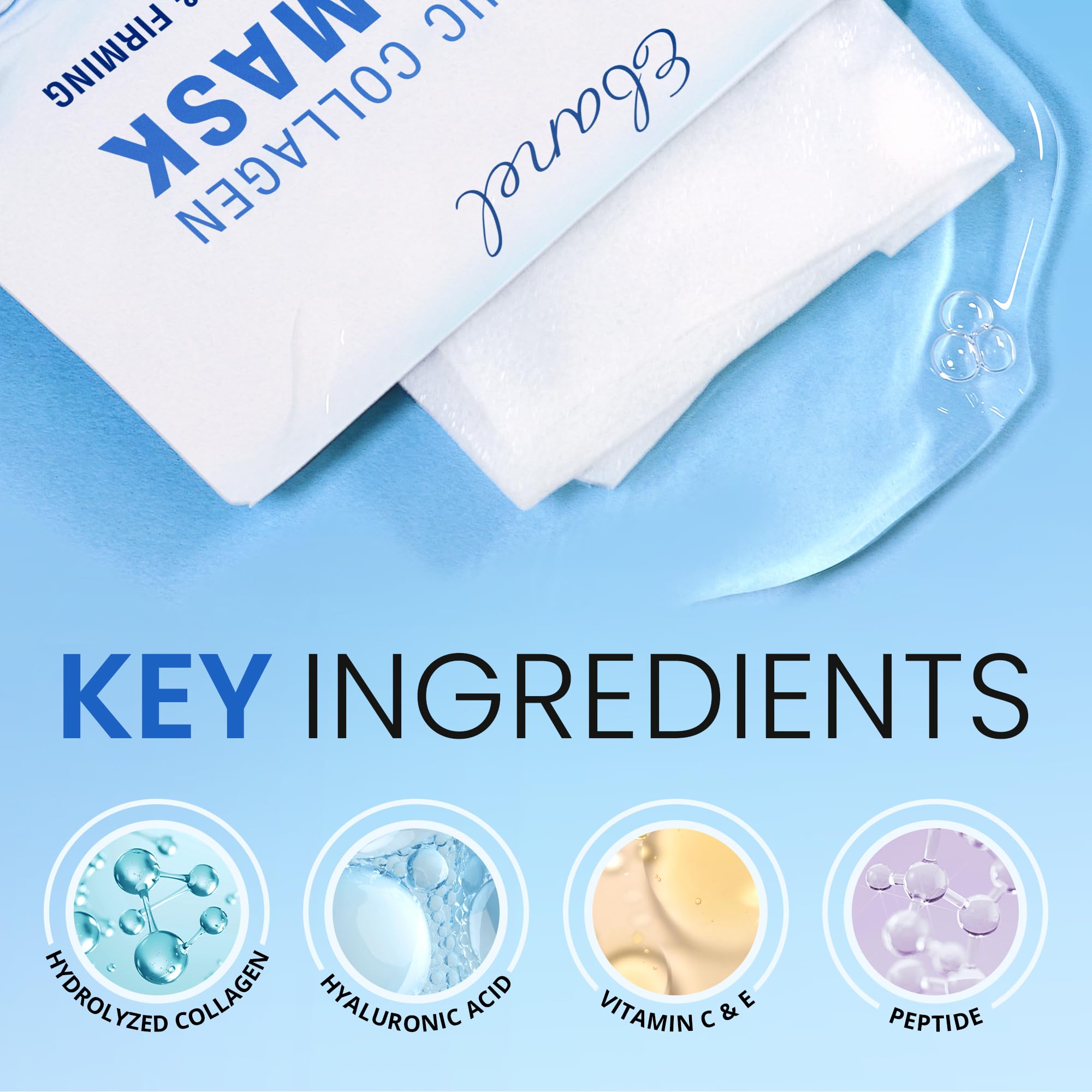 Ebanel 10 Pack Collagen Face Mask with Hyaluronic Acid, Vitamin C, Peptide, Aloe, Instant Brightening Hydrating Face Masks Skincare Korean Sheet Mask, Skin Firming, Lifting Anti Aging Facial Masks Ebanel buy australia supplements