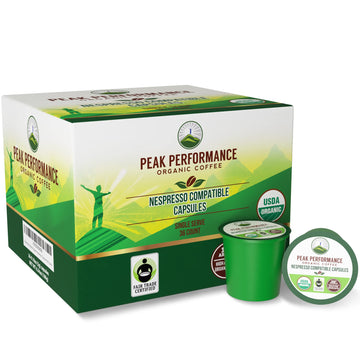 Peak Performance Organic Capsules for Nespresso Machines - Fair Trade, Low Acid, Organic Espresso Coffee Pods (36 Count) Compatible with All Nespresso Capsule Brewers - Medium Roast Single Serve Pod Peak Performance buy australia supplements