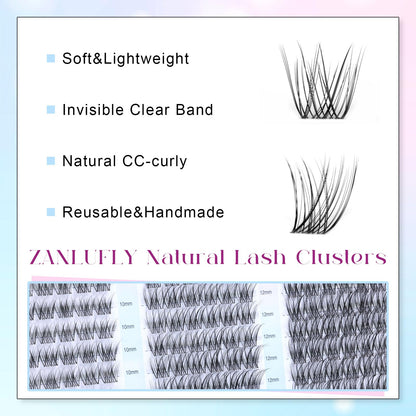 Lash Clusters Wispy Eyelash Clusters Natural CC-Curly Cluster Lashes zanlufly Wispy Individual Lashes 180Pcs Eyelash Extension 10 12 14MM DIY Lash Extension zanlufly