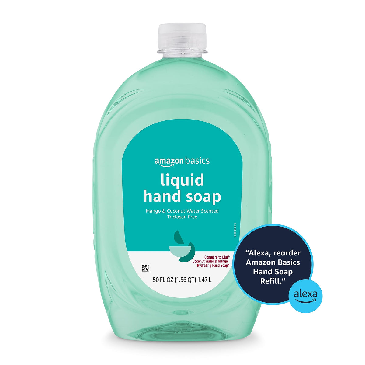 Amazon Basics Liquid Hand Soap Refill, Mango and Coconut Water Scent, Triclosan-Free, Dermatologist Tested, pH Balanced, Paraben-Free, 50 Fl Oz (Pack of 1) (Previously Solimo) Amazon Basics