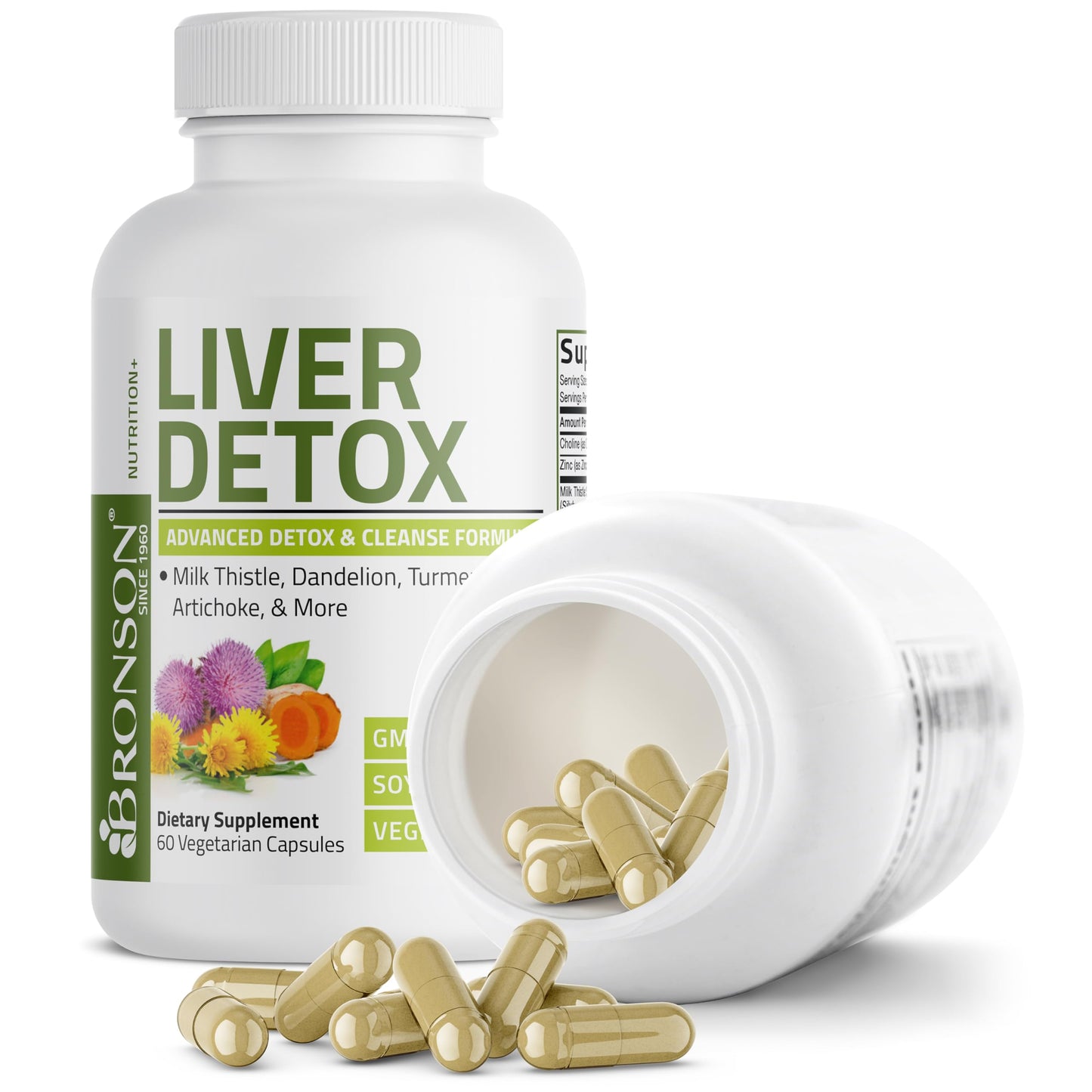 Bronson Liver Detox Advanced Detox & Cleansing Formula Supports Health Liver Function with Milk Thistle, Dandelion Extract, Turmeric, Artichoke Leaf & More Bronson