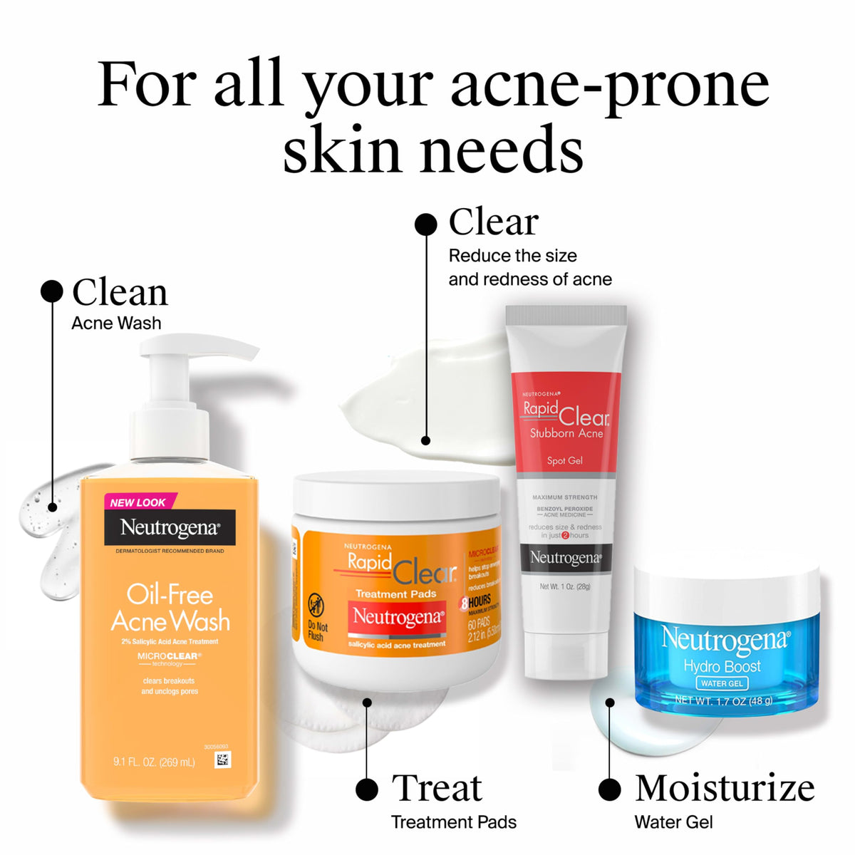 Neutrogena Rapid Clear Acne Treatment Pads, Salicylic Acid, 60 Count Neutrogena