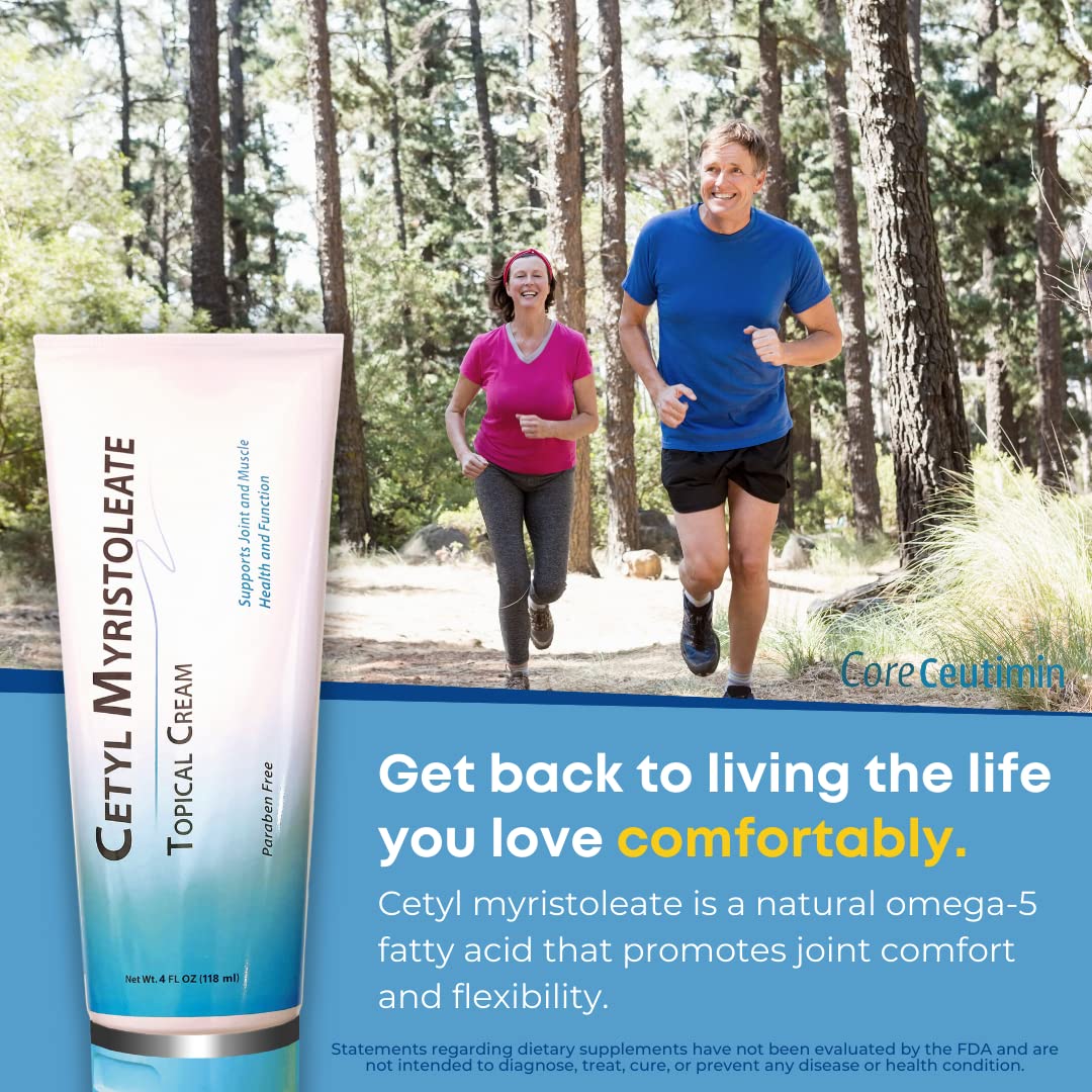 Cetyl Myristoleate Topical Cream Omega 5 Fatty Acid - Helps Reduce Joint and Muscle Discomfort - Includes Arnica, Glucosamine, Aloe,Jojoba, Sunflower & Sesame Seed Oil - 4oz. by Coreceutimin CoreCeutimin buy australia supplements