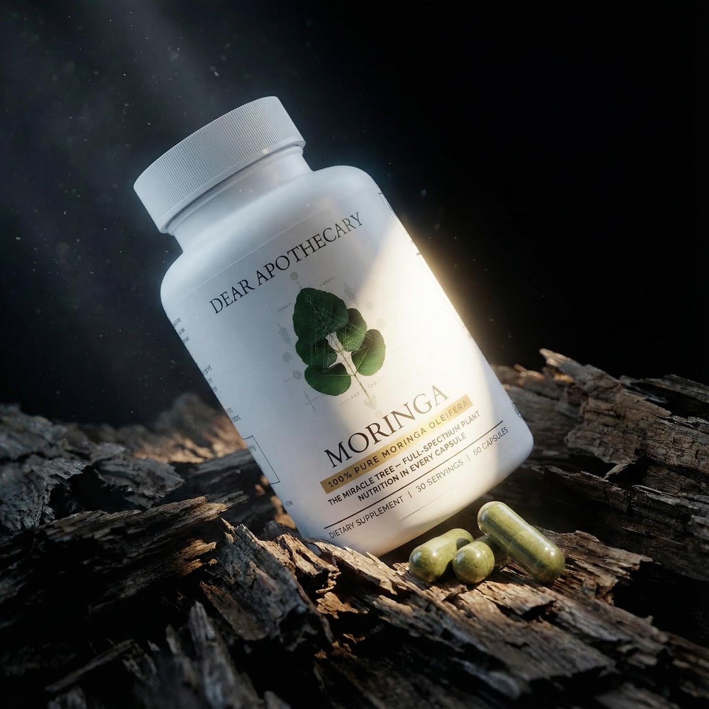 Moringa Oleifera Capsules 800mg - Pure Leaf Powder Superfood with Antioxidants Vitamins Minerals Amino Acids - Energy Immune Support Green Supplement for Men Women Dear Apothecary