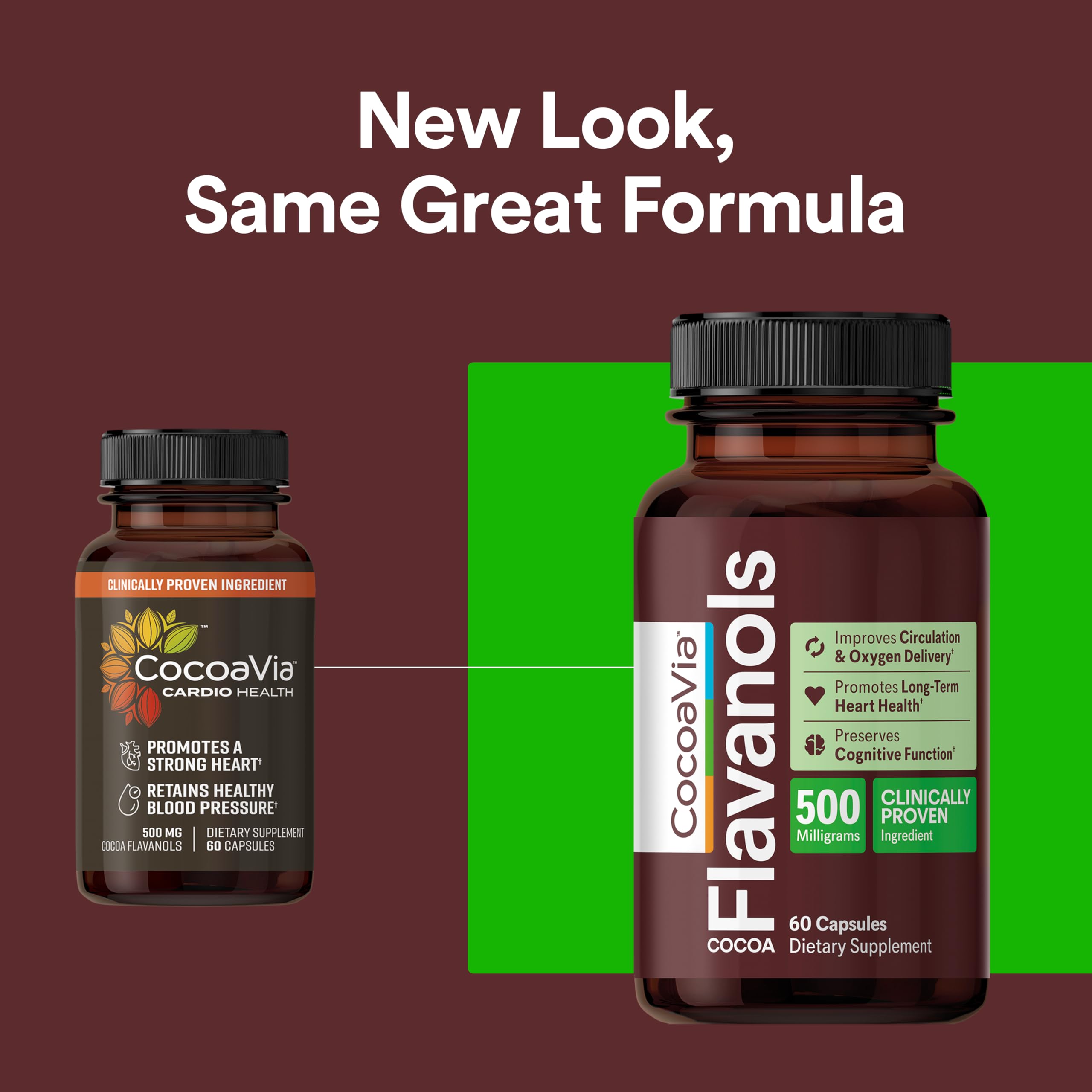 CocoaVia Cocoa Flavanols 500mg – Heart & Brain Support Supplement, High Flavanol Cocoa, Blood Circulation & Memory Booster, Nitric Oxide, Energy & Oxygen Boost, Vegan, Gluten-Free, 60 Capsules CocoaVia buy australia supplements