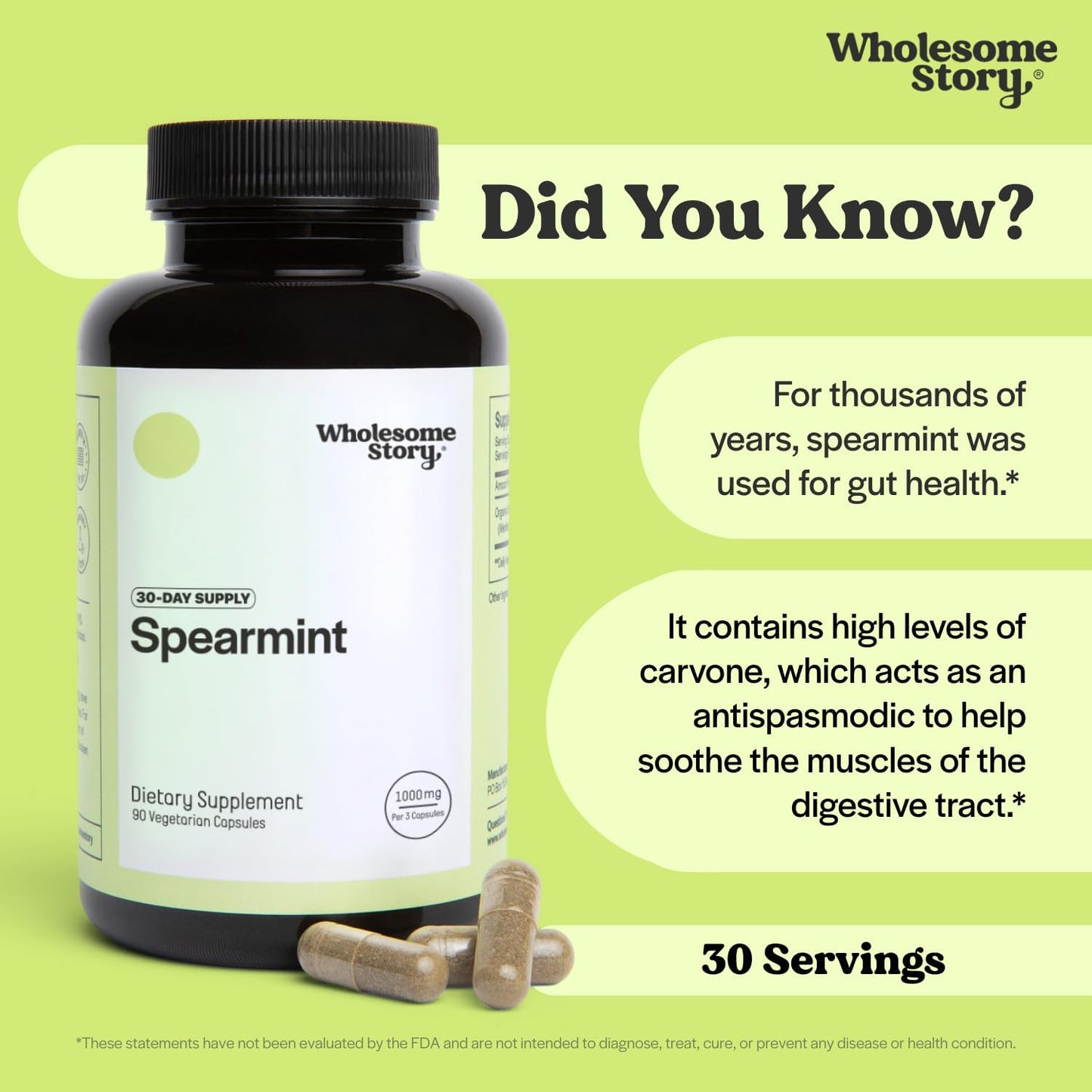 Spearmint + DIM | Organic Spearmint Capsules + DIM Supplement Plus Pomegranate, Broccoli and Black Pepper | Supports Hormones, Cell and Tissue, Digestion & Gut Health | 30 & 60 Day Supply