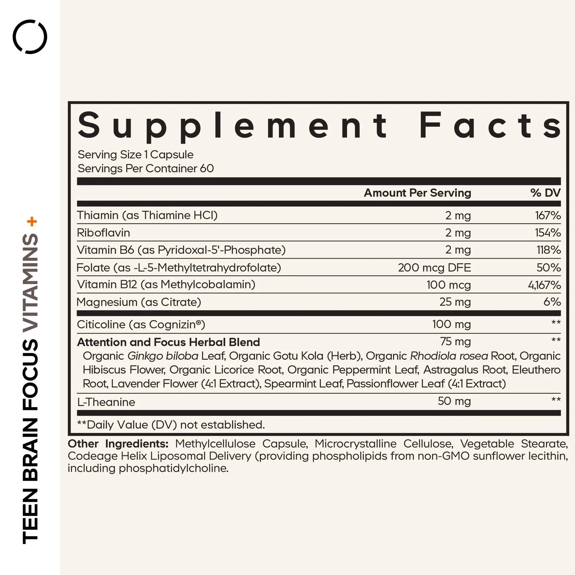 Codeage Teen Brain Focus Vitamins+ Citicoline Cognizin, L-Theanine, Ginkgo, Rhodiola, Lavender, Magnesium, Vitamin B6, B12, Folate Codeage buy australia supplements