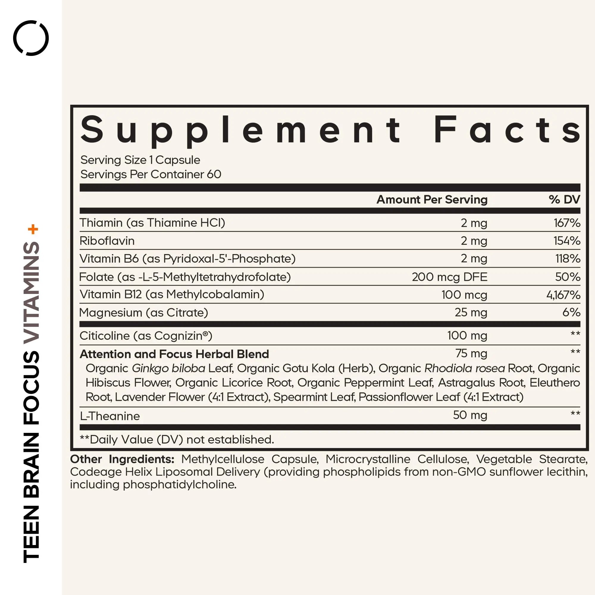 Codeage Teen Brain Focus Vitamins+ Citicoline Cognizin, L-Theanine, Ginkgo, Rhodiola, Lavender, Magnesium, Vitamin B6, B12, Folate Codeage buy australia supplements