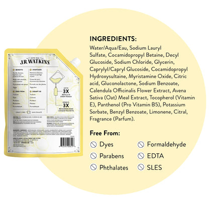J.R. Watkins Moisturizing Gel Hand Soap Refill 2 Pack, Lemon, 34 fl oz J.R. Watkins