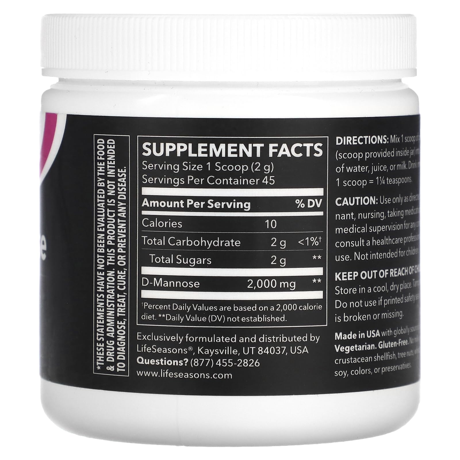LifeSeasons D-Mannose Powder - Fast-Acting UTI Relief - Urinary Tract Health Supplement - Supports Healthy Levels of Microflora & Eases Bladder Discomfort - 45 Servings LifeSeasons buy australia supplements