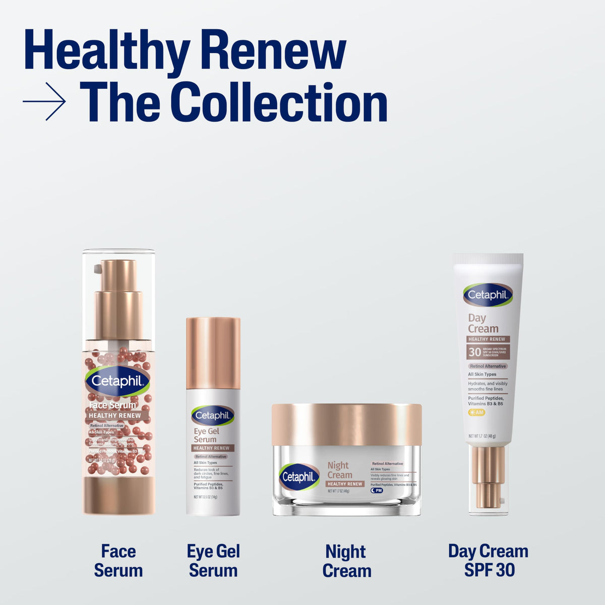 Cetaphil Healthy Renew Night Face Cream, Anti-Wrinkle, Peptides, 1.7oz Cetaphil
