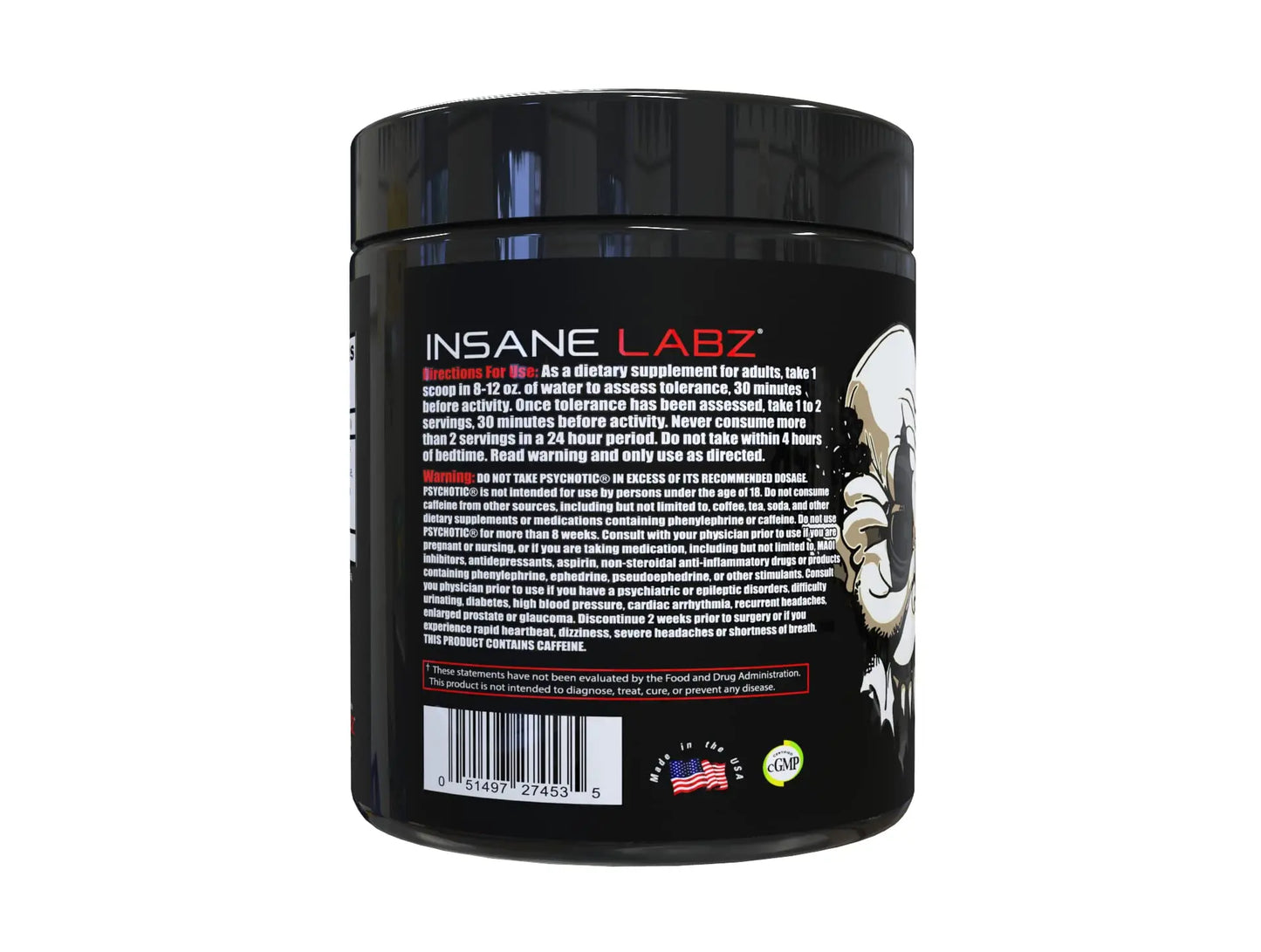 Insane Labz Psychotic Black Edition Mid Stimulant Pre Workout Powder, Energy Focus Pumps, Loaded with Creatine Beta Alanine Taurine Fueled by AMPiberry, 35 Servings (Blue Raspberry) Insane Labz