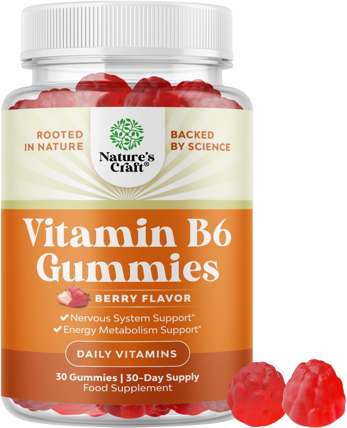 Potent Vitamin B6 Gummies for Adults - Potent Vitamin B Complex Supplements for Men & Women for Nervous System Support Mood & Immune System - Vegan Pyridoxine Chews for Energy & Metabolism - 30 Count Gsupps Australia