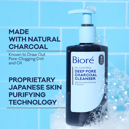 Biore Deep Pore Charcoal Face Wash For Oily Skin, 11.45 fl oz Bioré