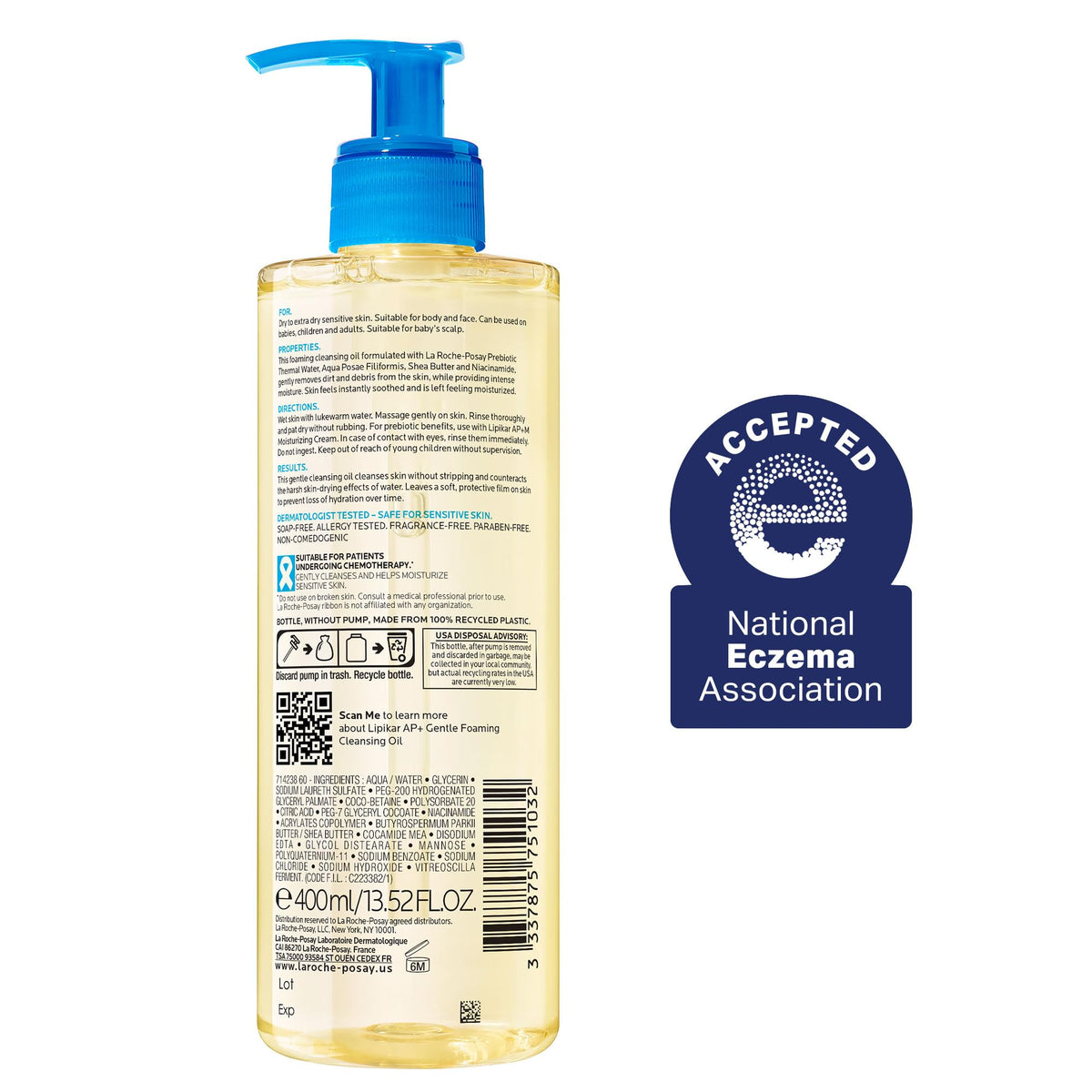 La Roche-Posay Lipikar AP+ Gentle Foaming Cleansing Oil, 13.52oz La Roche-Posay